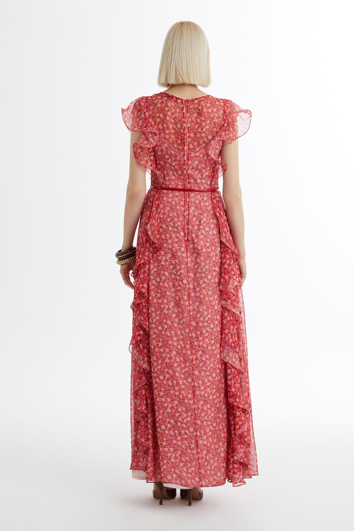 Kemerli Desenli Elbise