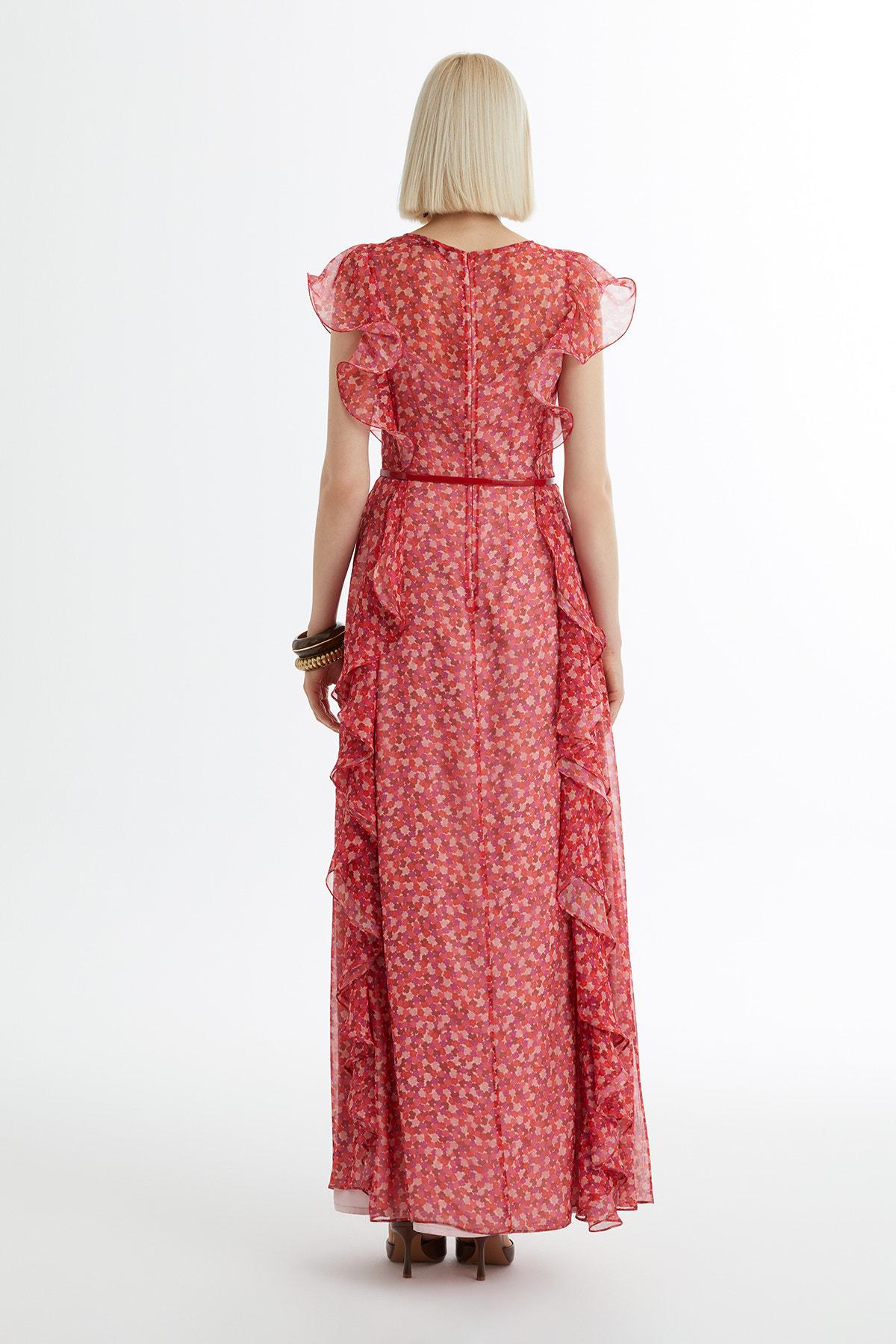 Kemerli Desenli Elbise