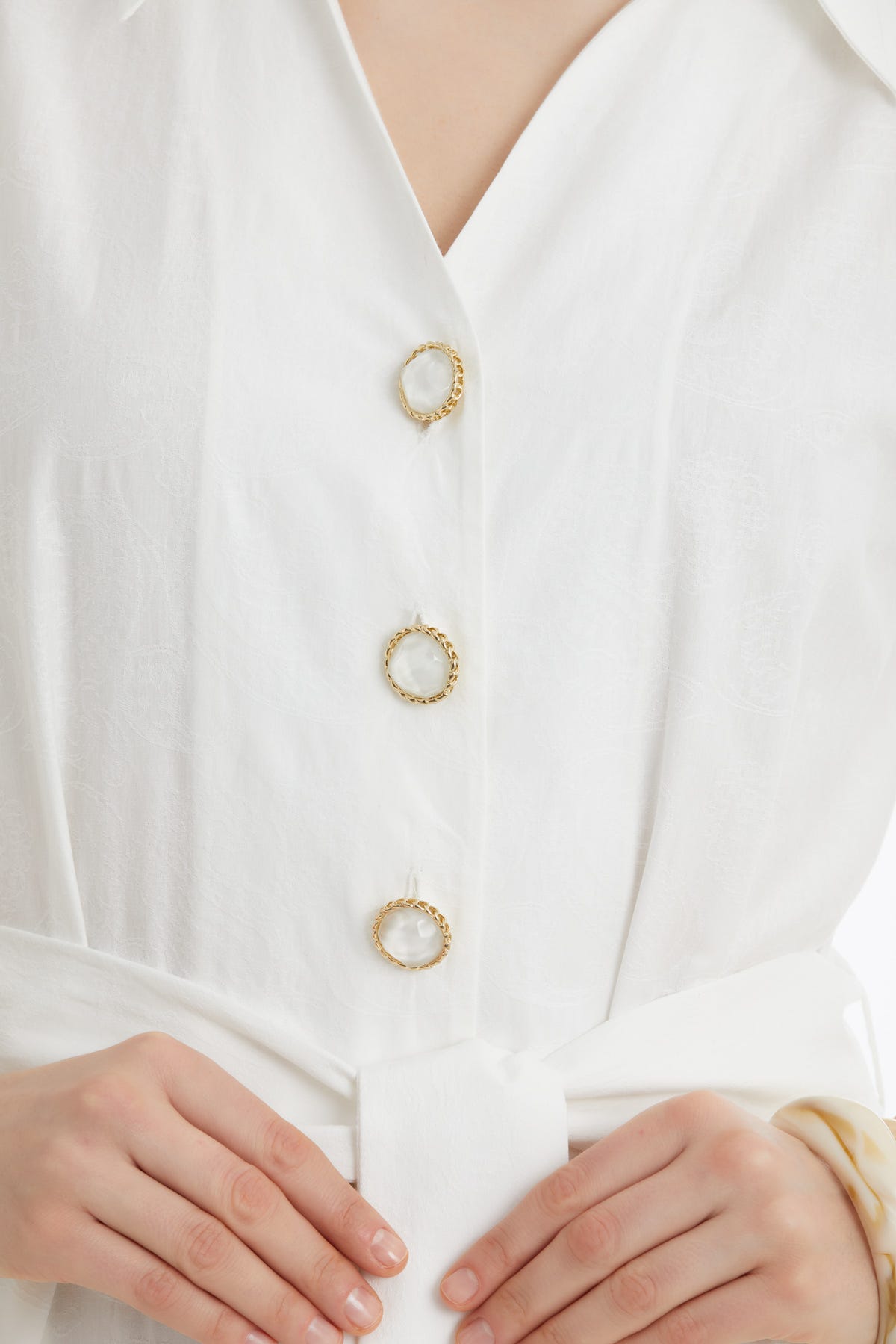 Kuşak Bağlamalı Büzgülü Ekru Elbise