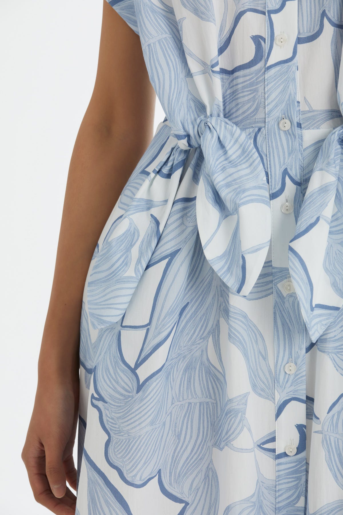 Gömlek Yaka Desenli Mavi Elbise