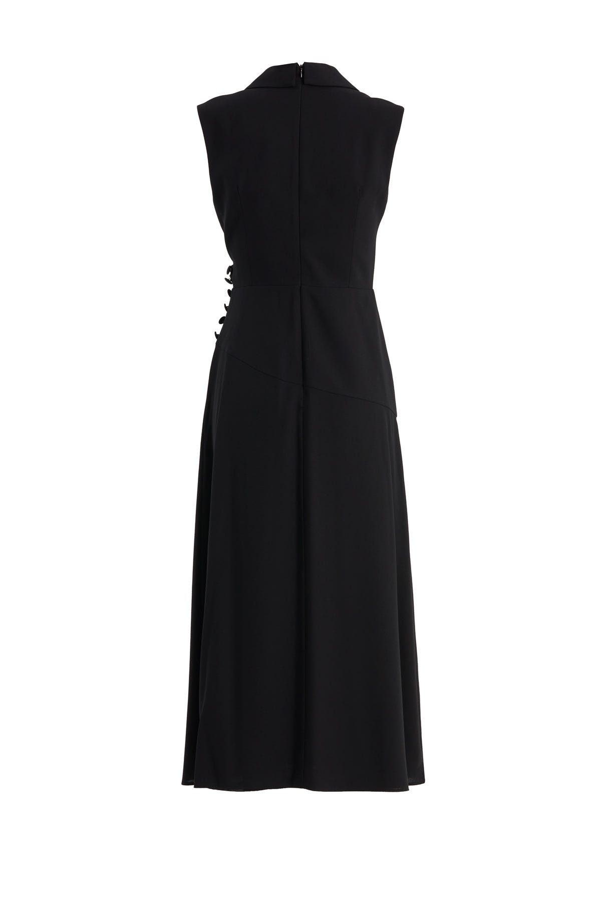 Belden Pileli Broş Detaylı Midi Siyah Elbise