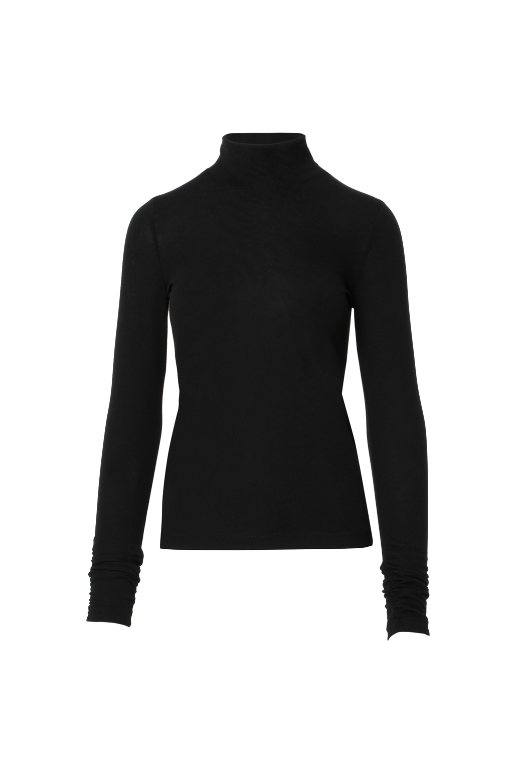 Stand-up Collar Black Knitwear Blouse