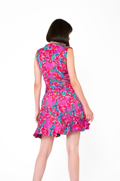Gizia Floral Patterned Sleeveless Pink Mini Dress. 3